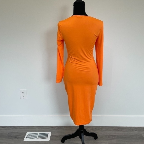 Ruched Draw Strings Bodycon Midi Dress - Picture 6 of 9